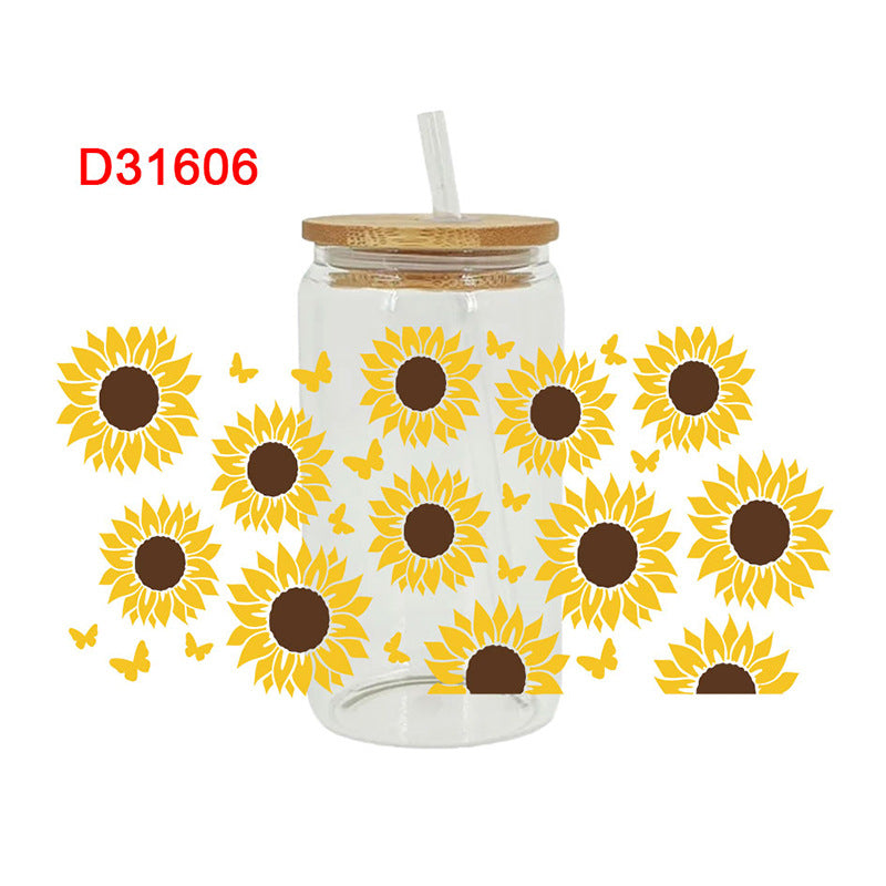 Wholesale Colorful sunflower 16oz Cup UV DTF Wrap