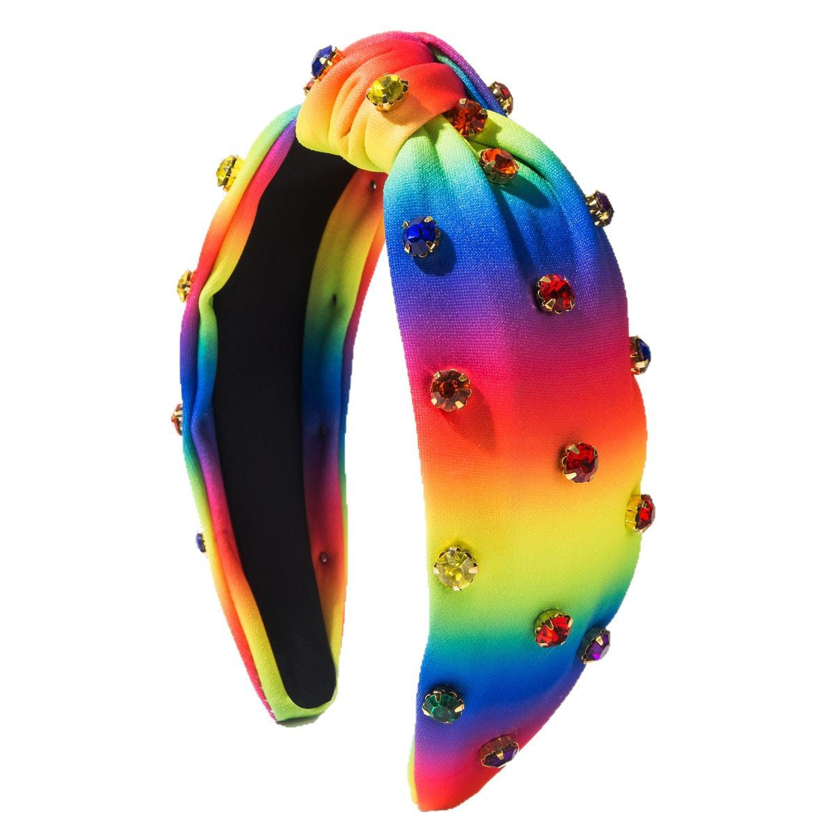 Wholesale New Fabric Knot Hair Hoop with Diamond Rainbow Stripe Headband Simple All-match Going-out Wear Hair Accessories