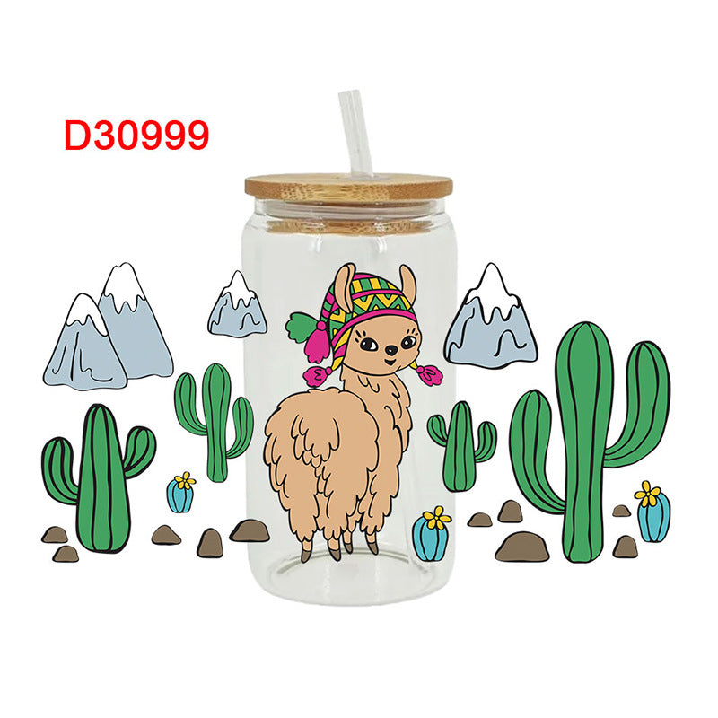 Wholesale Cartoon cute and colorful animals 16oz Cup UV DTF Wraps