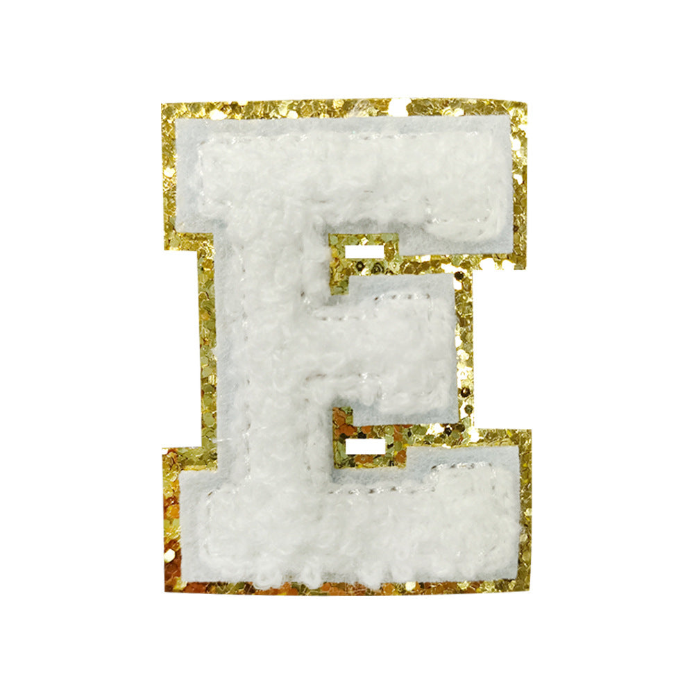 Wholesale White Towel Embroidered Alphabet Patches A Z With Gold Glitter Stylish DIY Accessory For Coats And Crafts