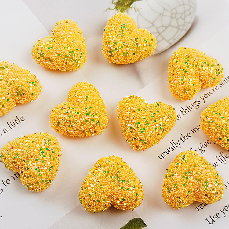 Wholesale Sequined heart-shaped straight hole Acrylic Beads