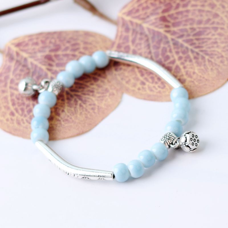 Pulsera de tubería de curva de bricolaje con cuentas de cerámica al por mayor