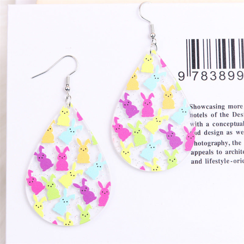 Wholesale Easter Colored Rabbit Acrylic Earrings