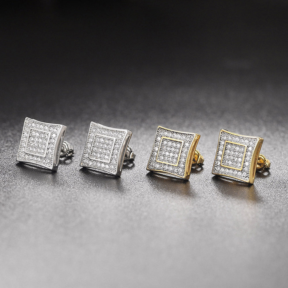 Pendientes al por mayor de hilos cruzados de circón de circón para hombres de diamantes al por mayor