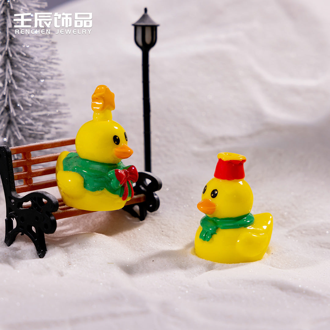 Wholesale Christmas Little Yellow Duck Animal Doll DIY  Resin Craft Gardening