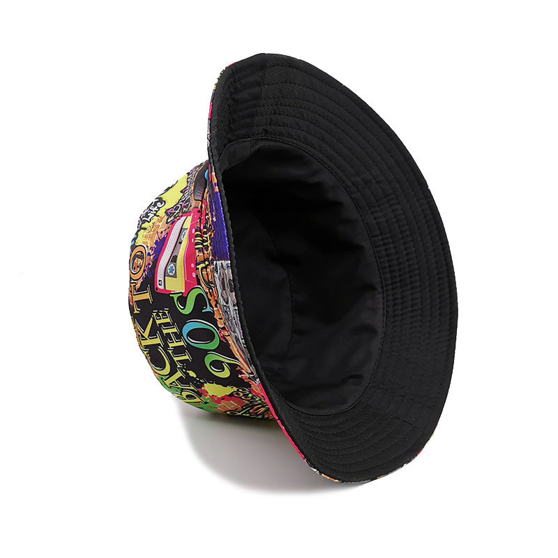 Wholesale Retro Nostalgic Tape Pattern Visor Fisherman Double-sided Hat