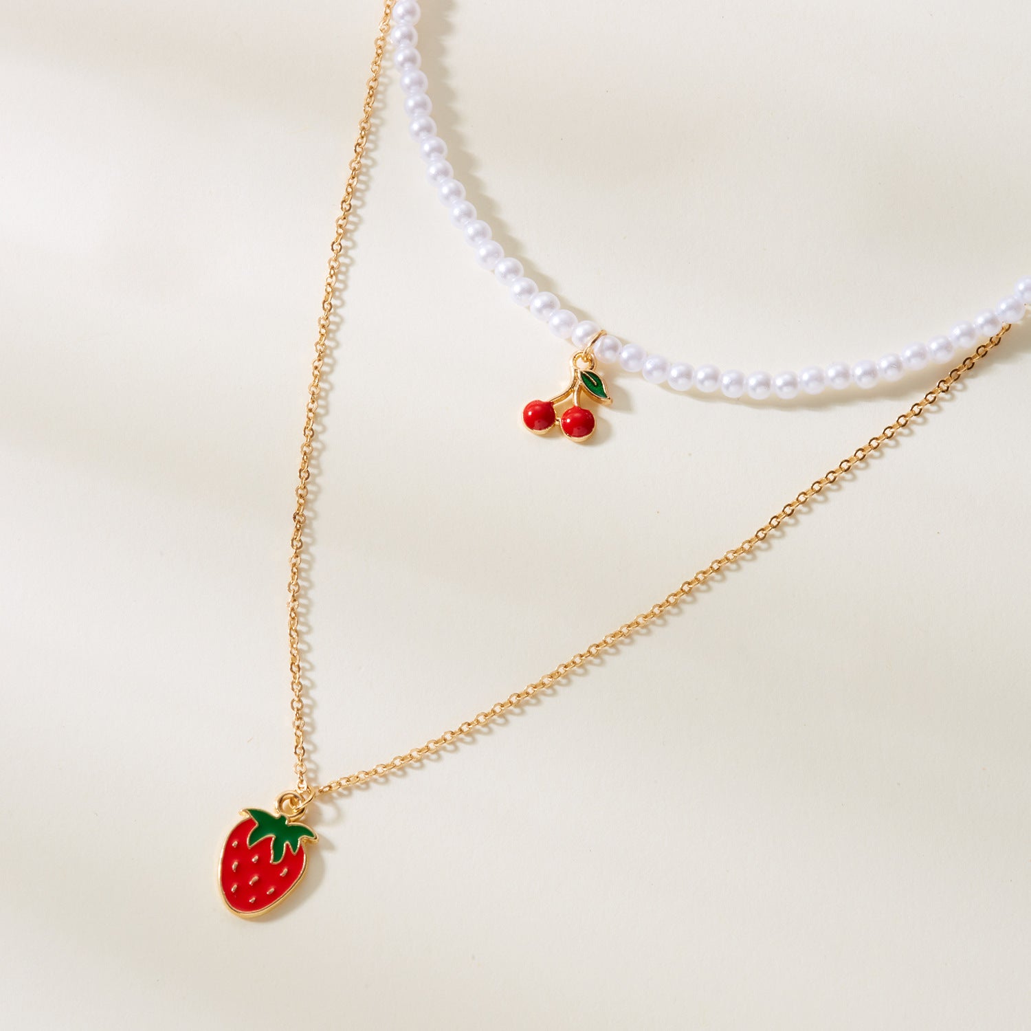 Wholesale Strawberry necklace simple summer small fresh soft ceramic rice pearl necklace female