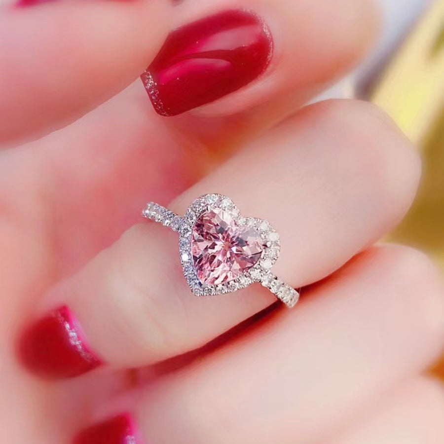 Wholesale Pink heart full diamond ring