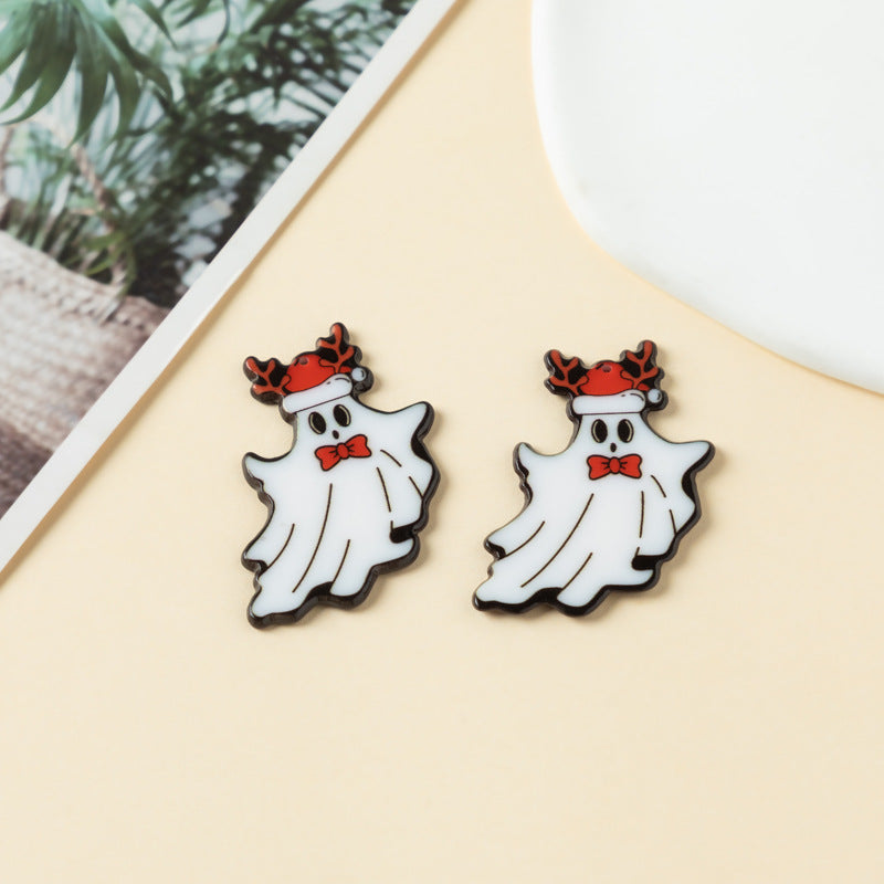 Wholesale 10pcs Double Sided Acrylic Christmas Ghost Pendant Accessories