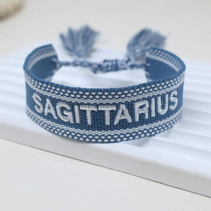 Wholesale Polyester Cord Weaving Letter Tassel Bracelet