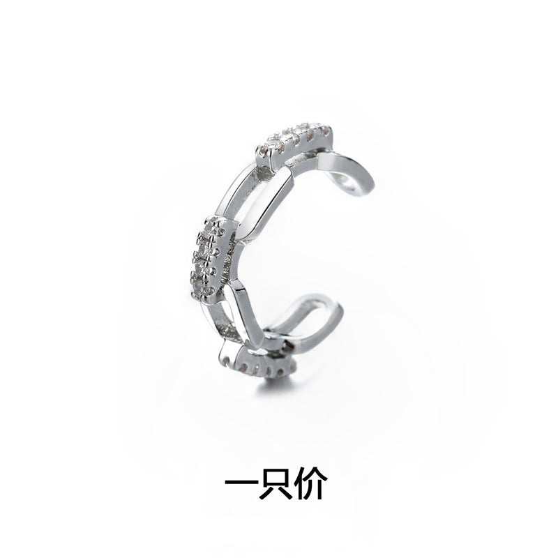 Wholesale Double Layer Zircon Geometric Silver Plating Earrings