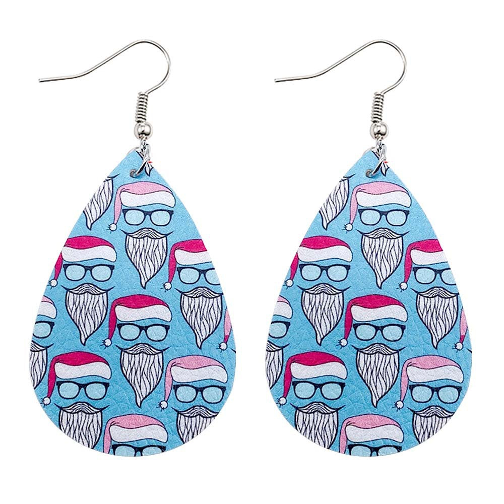 Wholesale Christmas Tree Bell Leather Earrings