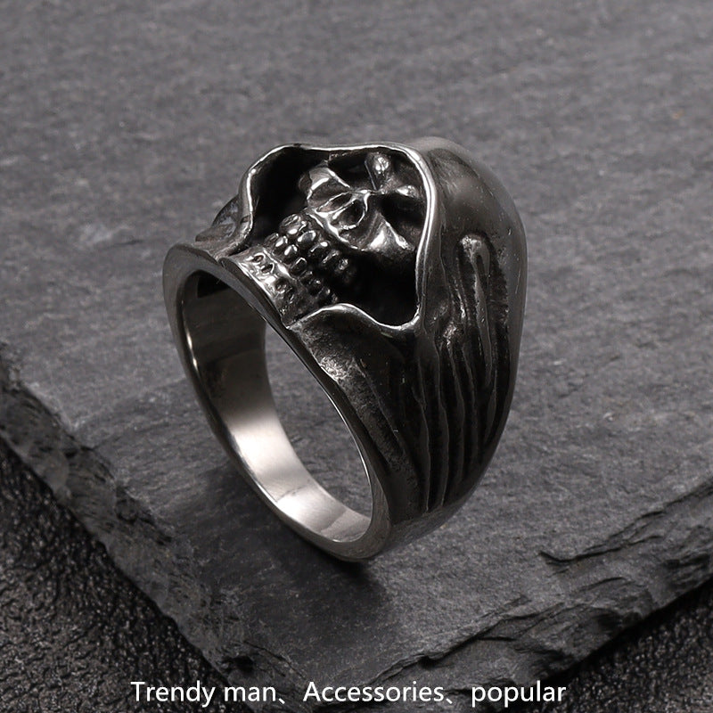 Wholesale Punk Grim Reaper Skull Men's Ring