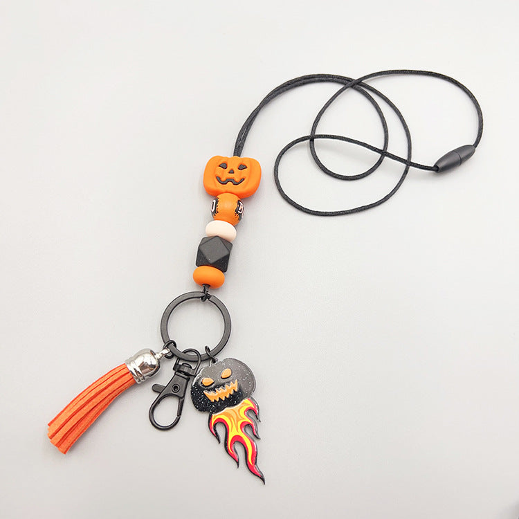 Wholesale Halloween Silicone Beads Easy Pull Lanyard Keychain