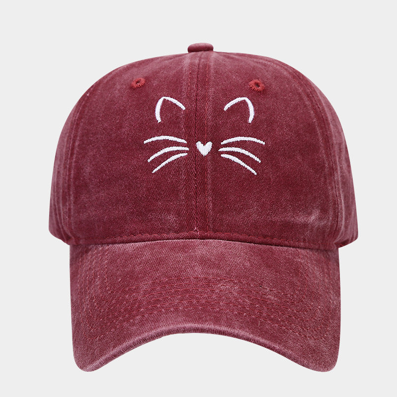 Wholesale Retro Cute Cat Embroidered Casual Baseball Cap