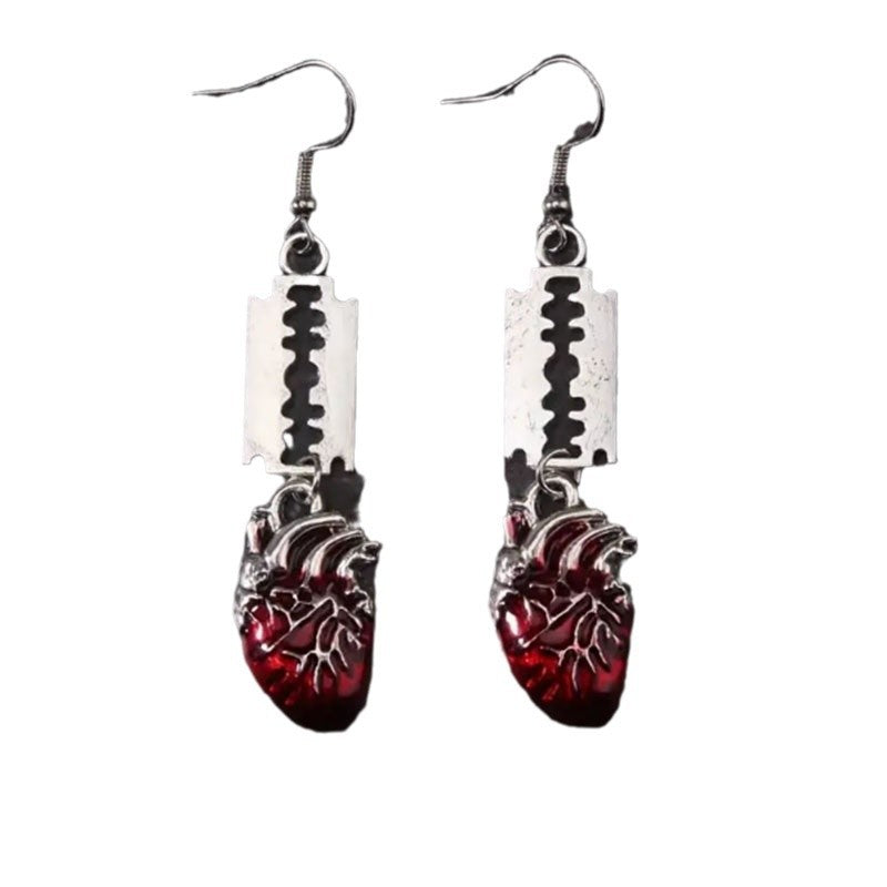Wholesale Vintage Gothic Heart Blade Men's Earrings