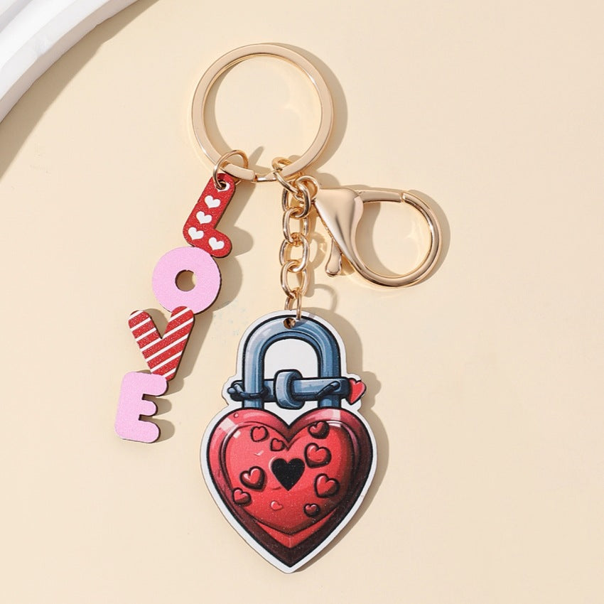 Wholesale Valentine's Day Pink Bow Love Keychain