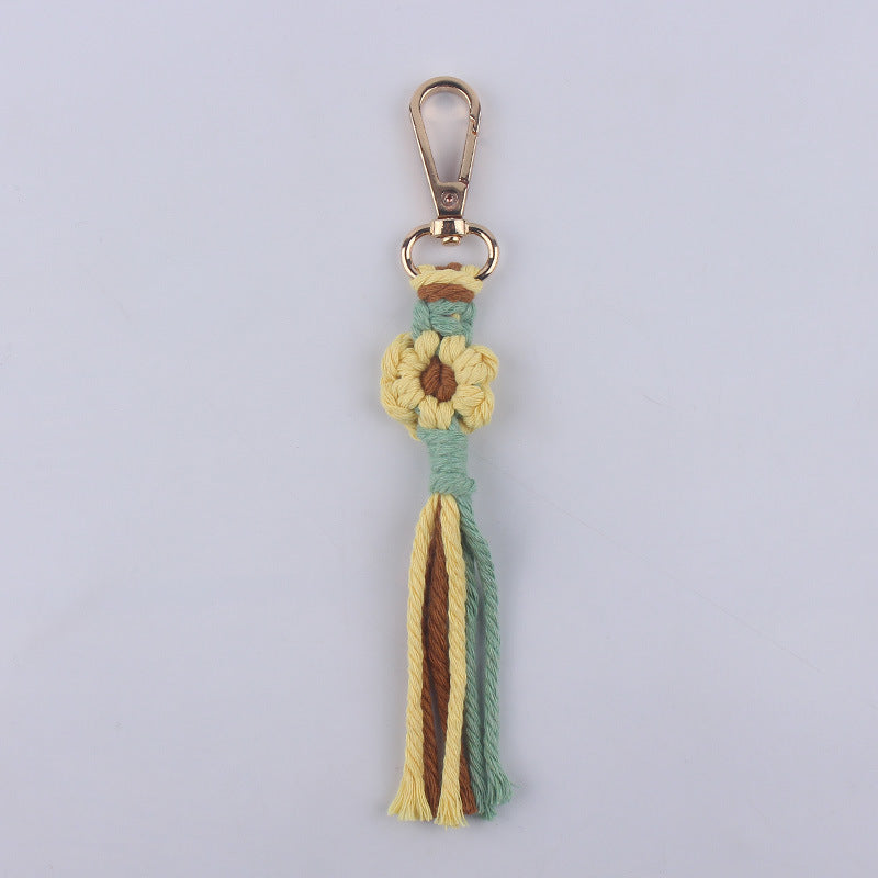 Wholesale Handmade Cotton Thread Woven Cartoon Flower Keychain