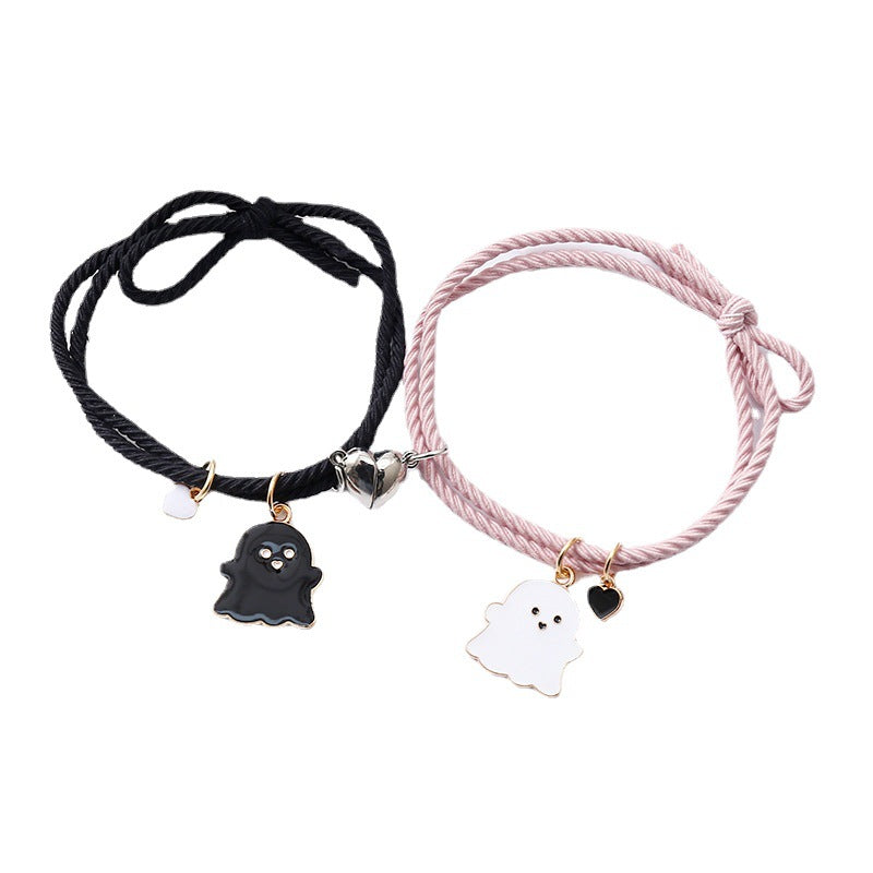 Wholesale Black and white ghost couple love magnet bracelet