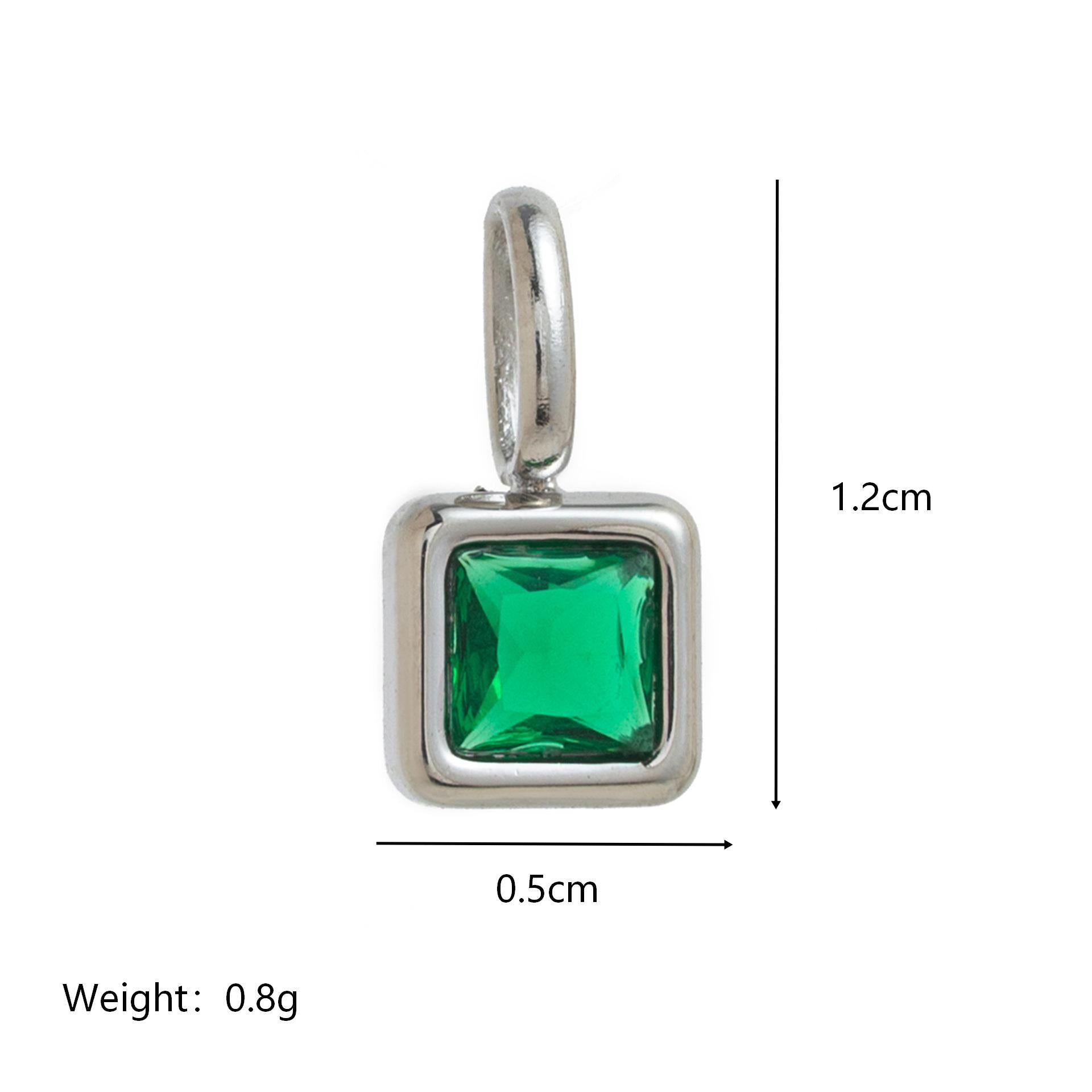 Wholesale Titanium Steel Geometric 12 Birthstone Colorful Zircon Pendant Necklace DIY Jewelry Accessory Gift For Women