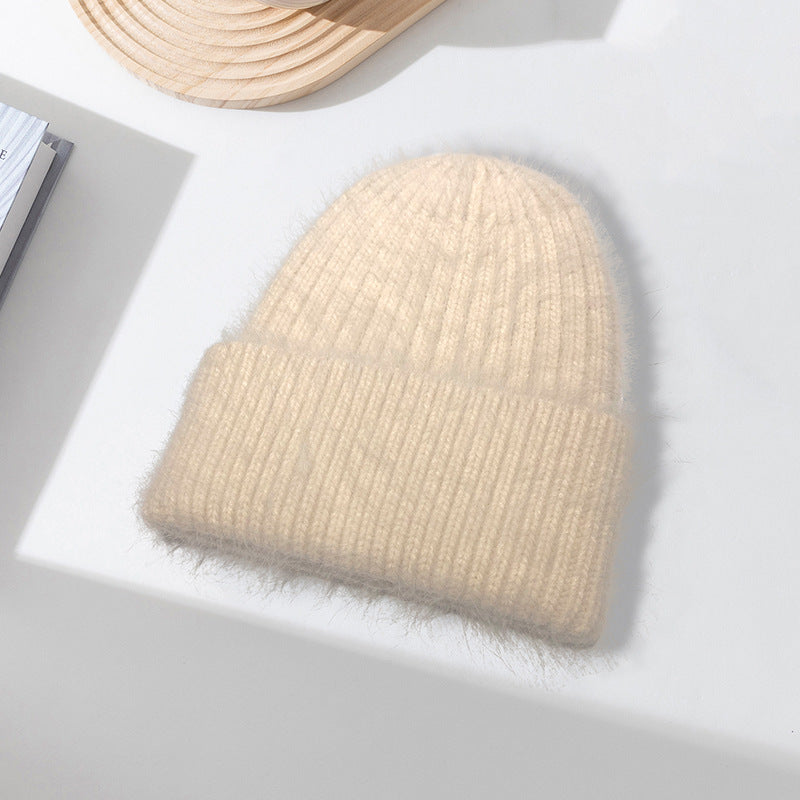 Wholesale Rabbit Fur Girls Knitted Long Plush Hat