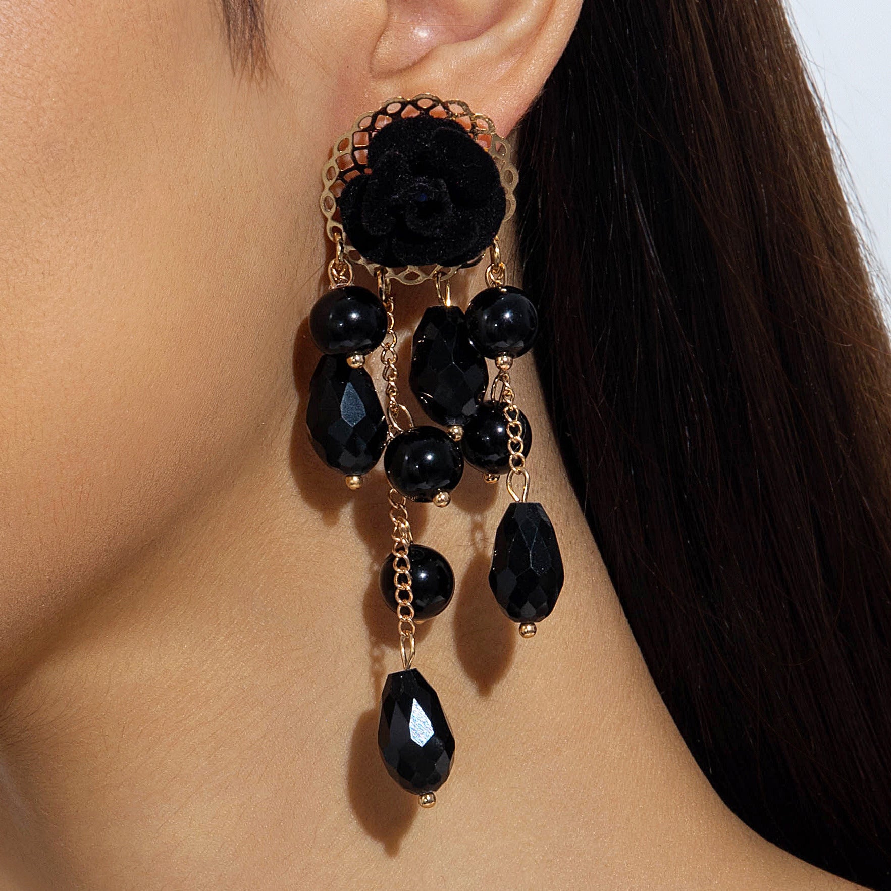 Wholesale Long tassel flower Valentine' s Day earrings