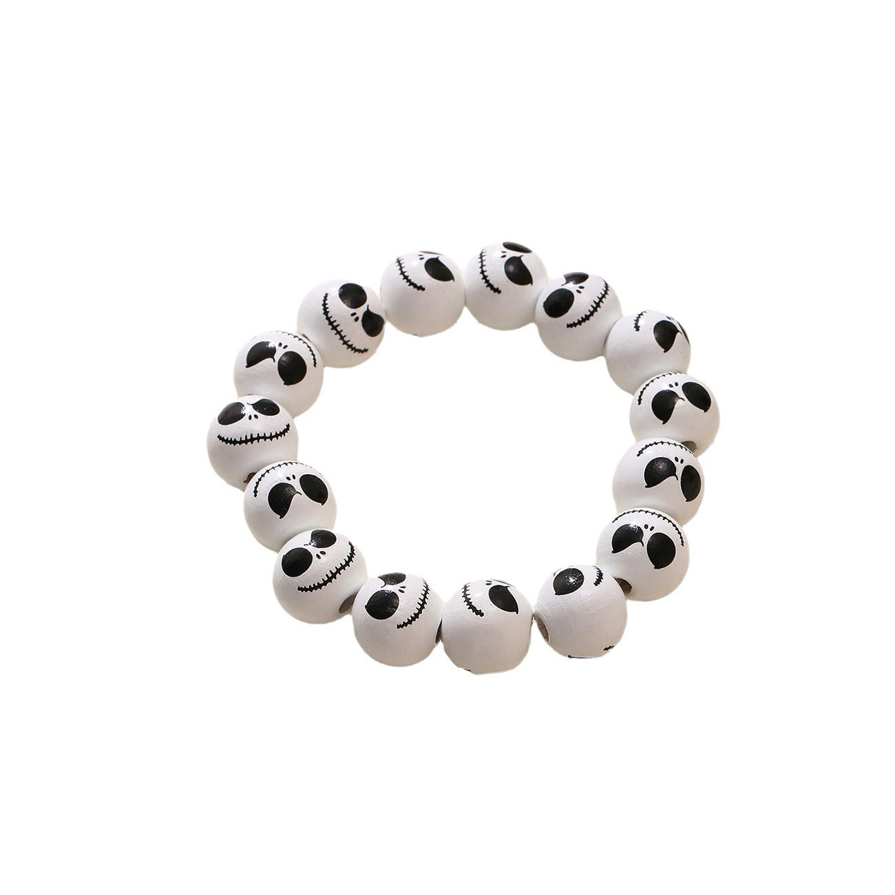 Wholesale Halloween Pumpkin Spider Punk Style Printed Wooden Bead Bracelet