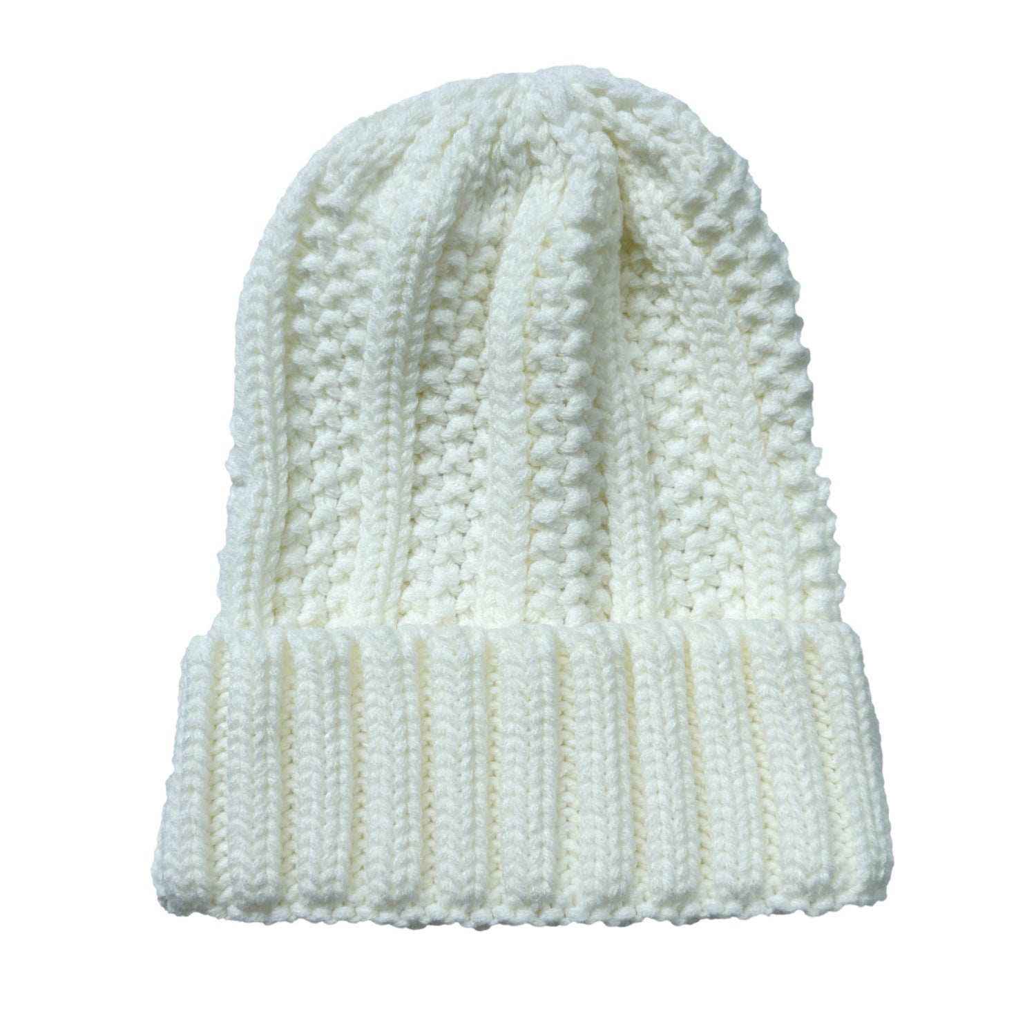 Wholesale Vertical Striped Curled Edge Knitted Wool Warm Hat