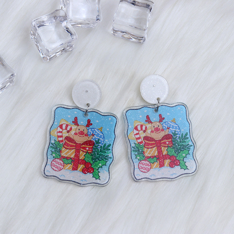 Wholesale Round Christmas Acrylic Earrings