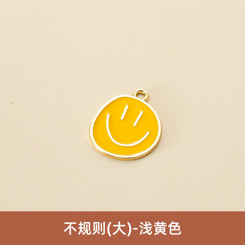 Wholesale Oil Drop Pendant Asymmetrical Funny Smiley Face Pendant Earrings Necklace Personality Pendant DIY Jewelry Accessories