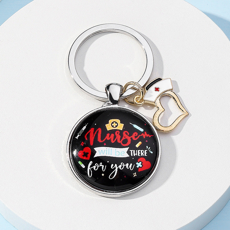 Wholesale Nurses Day Color Printed Time Circle Keychain