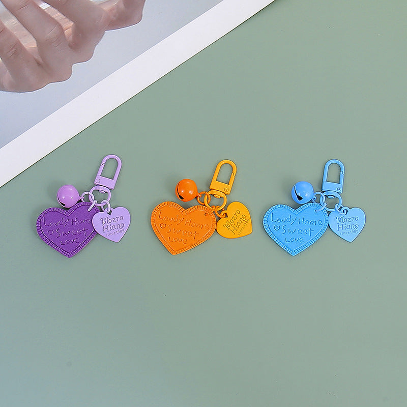 Wholesale Heart-shaped PU leather engraved love leather keychain