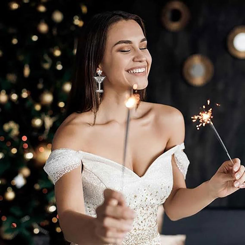 Wholesale New Year Wine Glass Earrings Five-pointed Star Hat Earrings