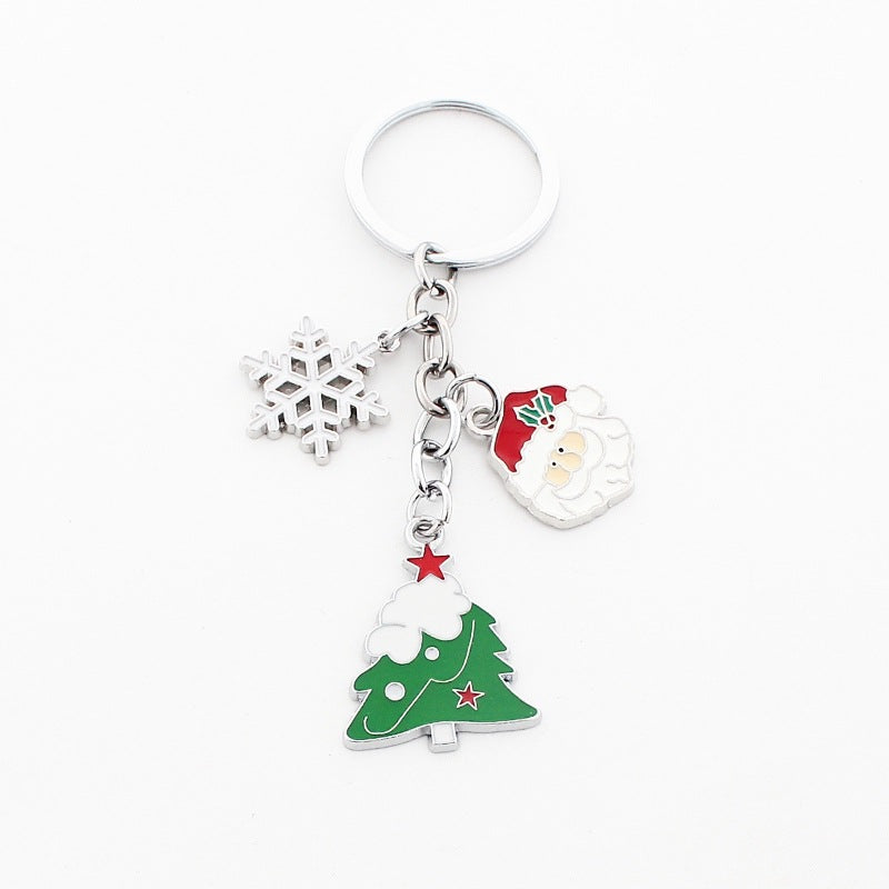 Wholesale Christmas Santa Claus Christmas Tree Drop Oil Zinc Alloy Keychain