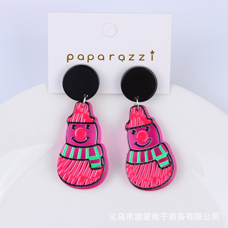Wholesale Christmas Santa Claus Snowman House Acrylic Earrings