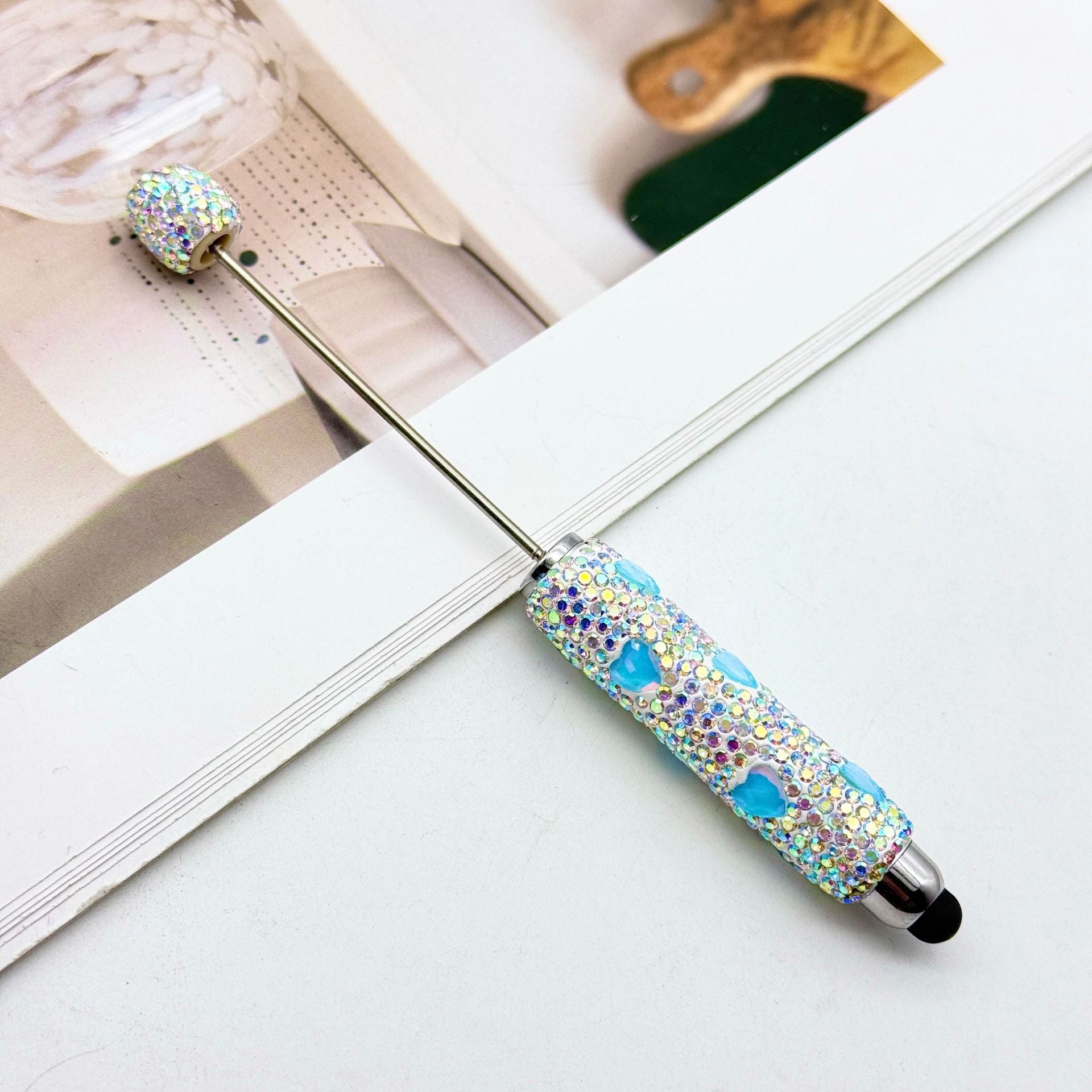 Wholesale DIY colorful full diamond touch screen pen pure handmade love bead pen
