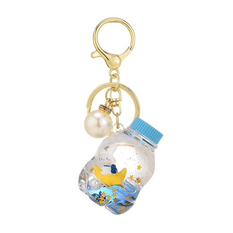 Wholesale Acrylic Oiled Quicksand Moon Rabbit Keychain