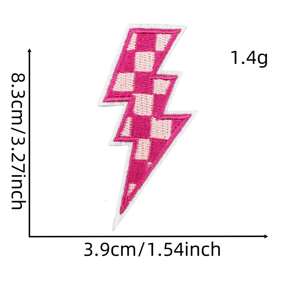 Wholesale  Colorful Lightning Plaid Pattern Embroidery Cloth  DIY Patches