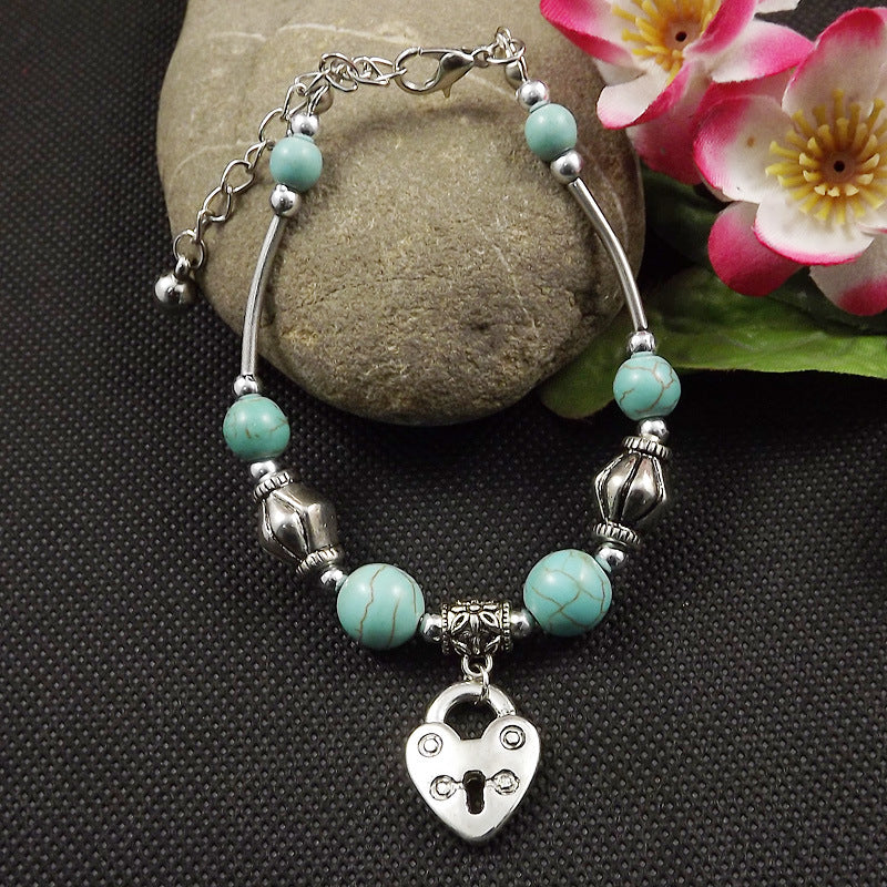 Wholesale Nepalese Retro Ethnic Style Turquoise Alloy Bracelet