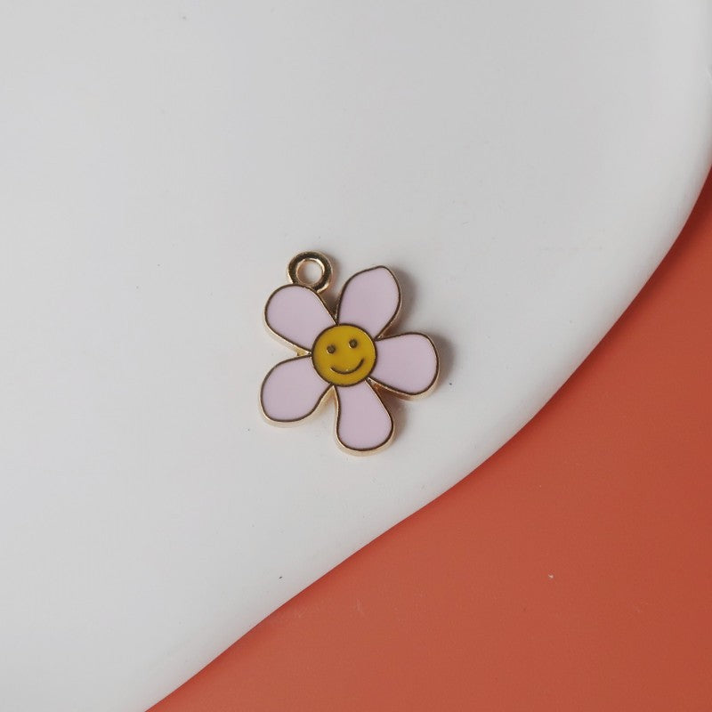 Wholesale smiley face flower oil drop alloy accessories Pendant