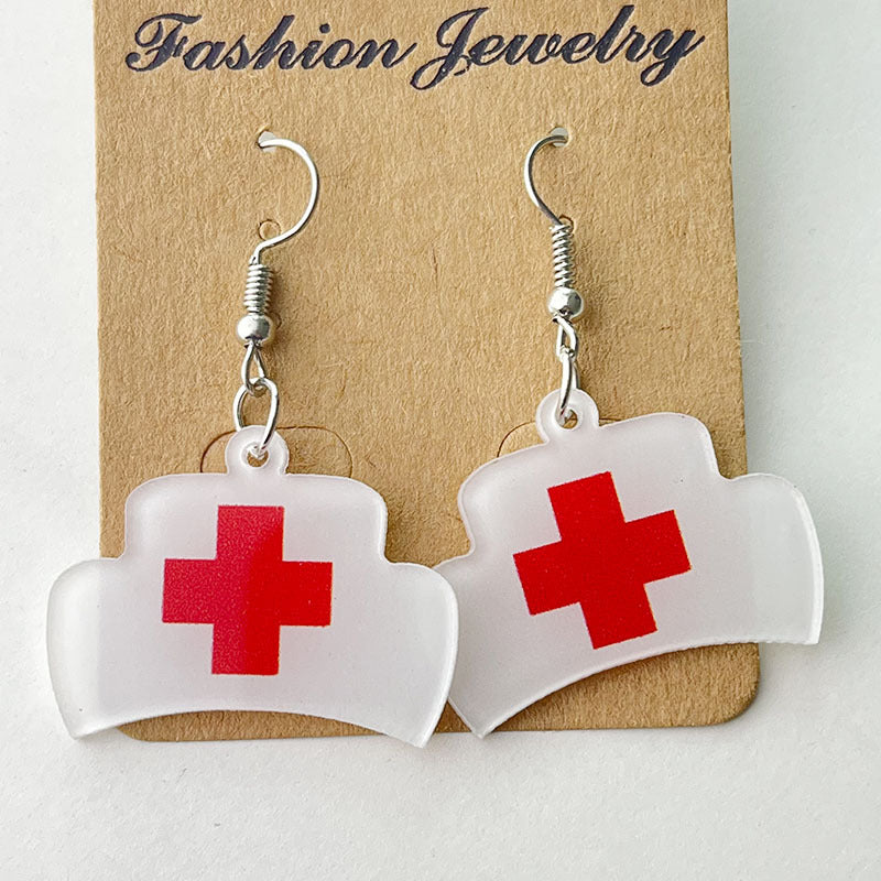 Wholesale 2 Pairs/pack Medical Tablets Stethoscope Electrocardiogram Acrylic Earrings