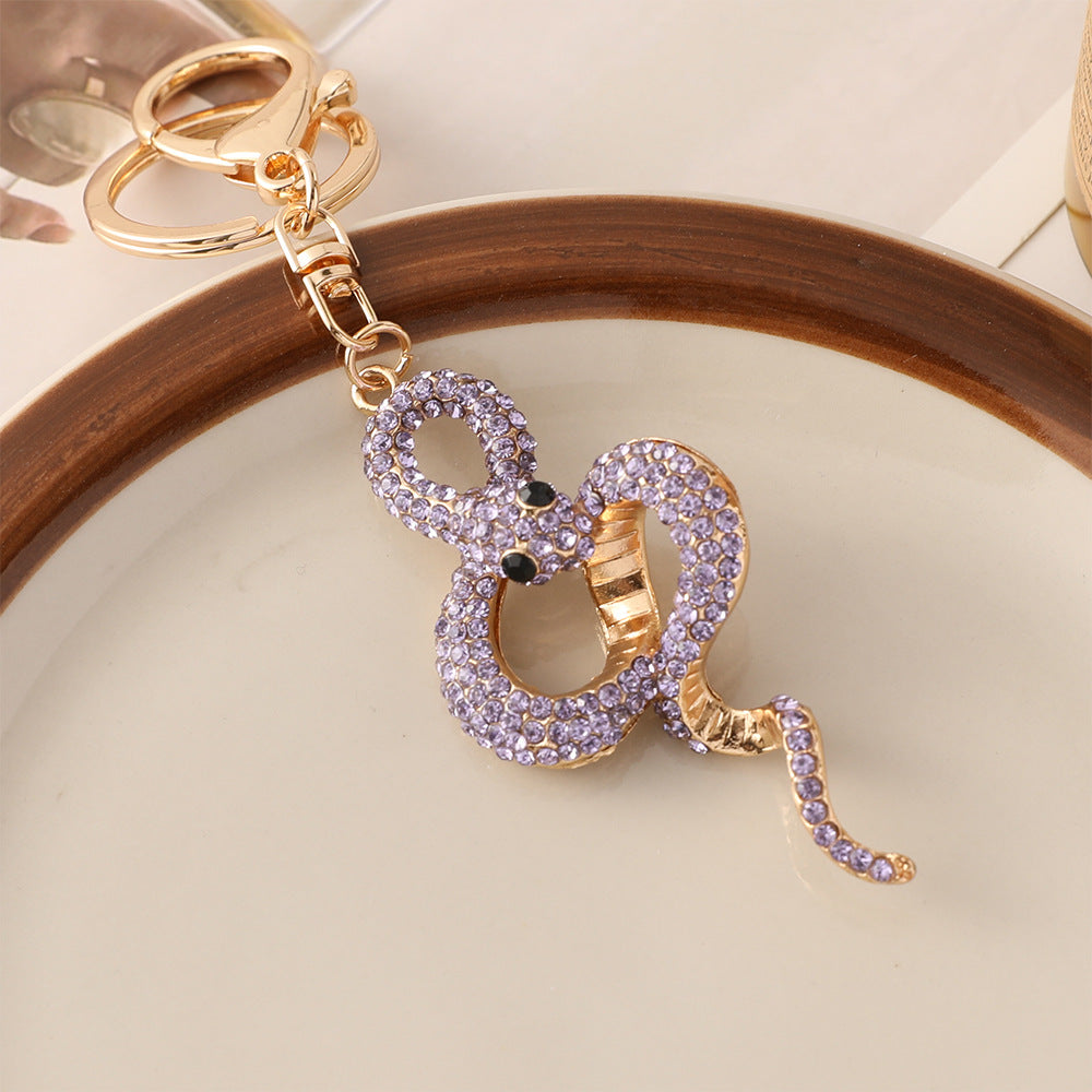 Wholesale Zodiac series metal diamond animal snake key chain pendant exquisite bag ornaments small gifts