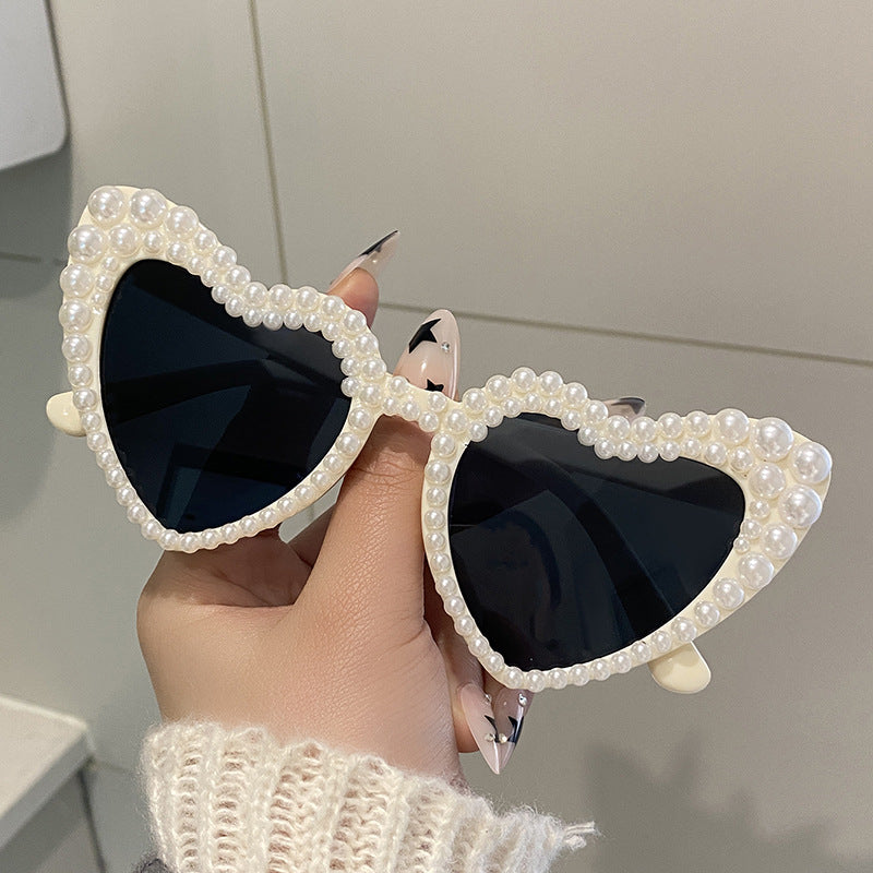 Wholesale Heart shaped Party Love Pearl Sunglasses