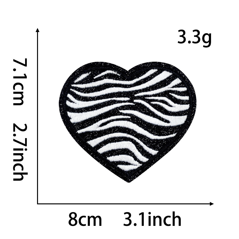 Wholesale Zebra Pattern Heart Lightning Star Series Embroider DIY Patches