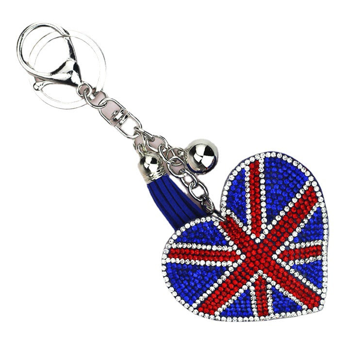 Wholesale Velvet Inlaid Diamond Heart Keychains