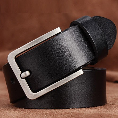 Wholesale Men' s Genuine Leather Belt  Retro Pin Buckle Waist Belt