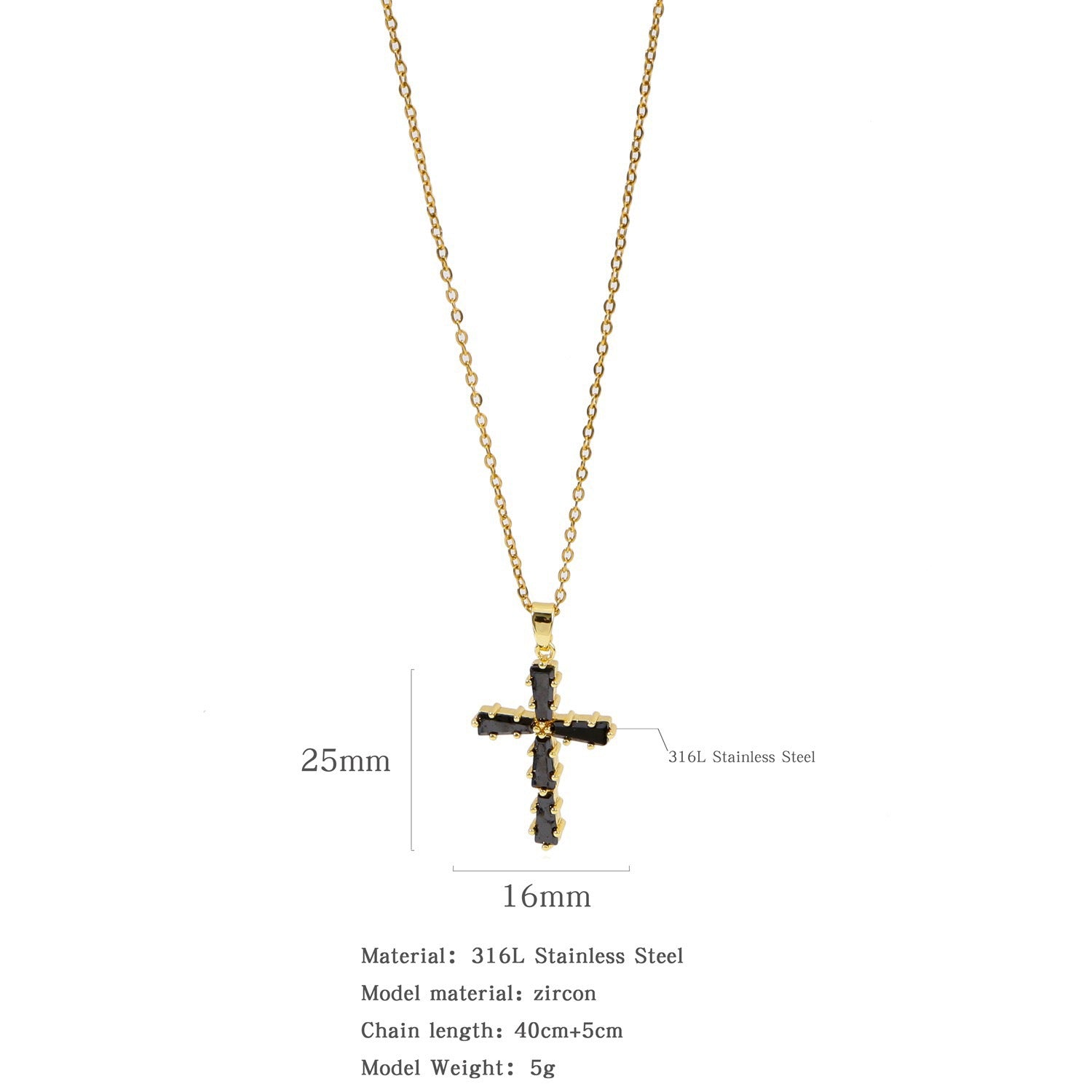 Wholesale Colorfulful Zircon Men' s and Women' s Cross Necklace Niche Design
