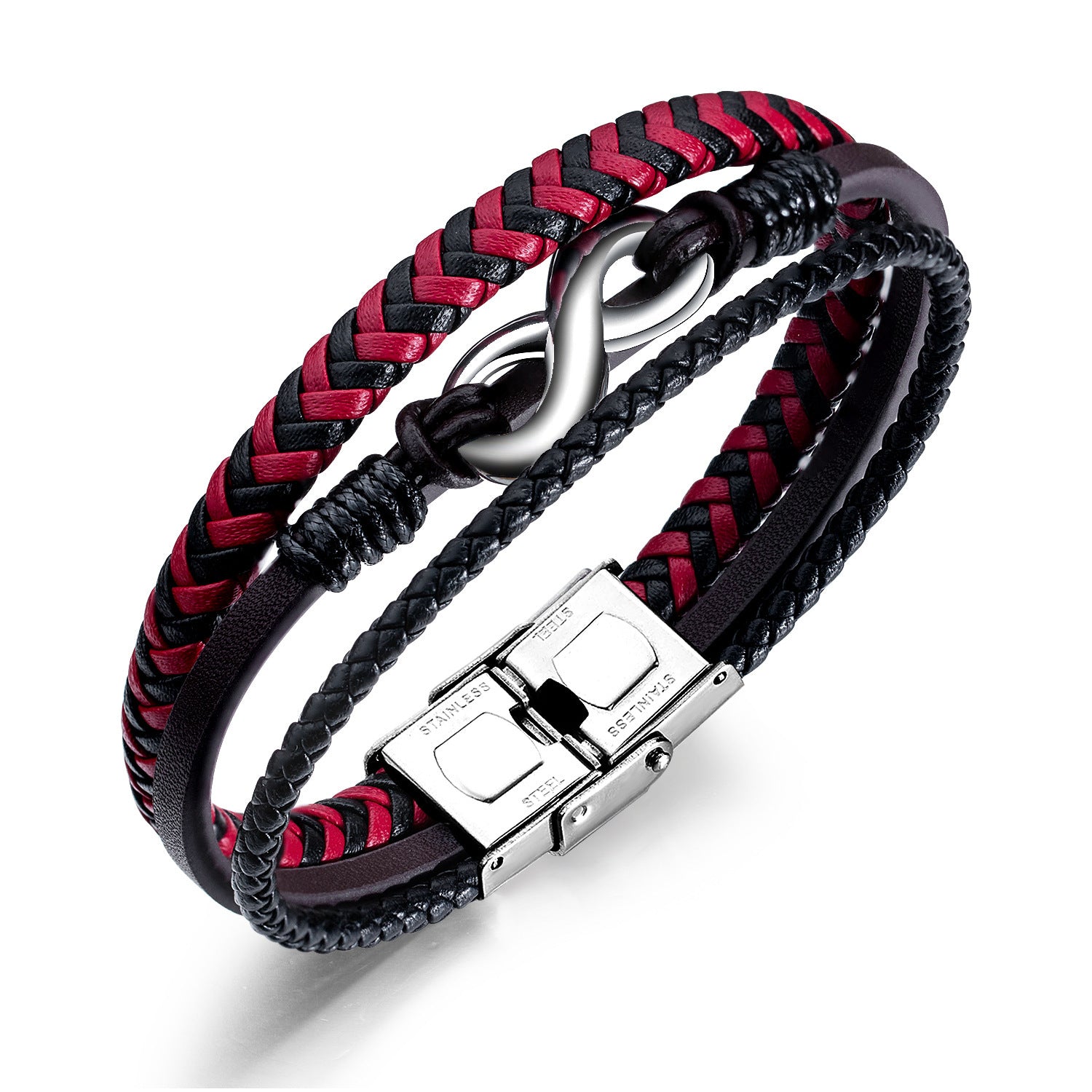 Wholesale Popular Leather Woven Men's Alloy Bracelet