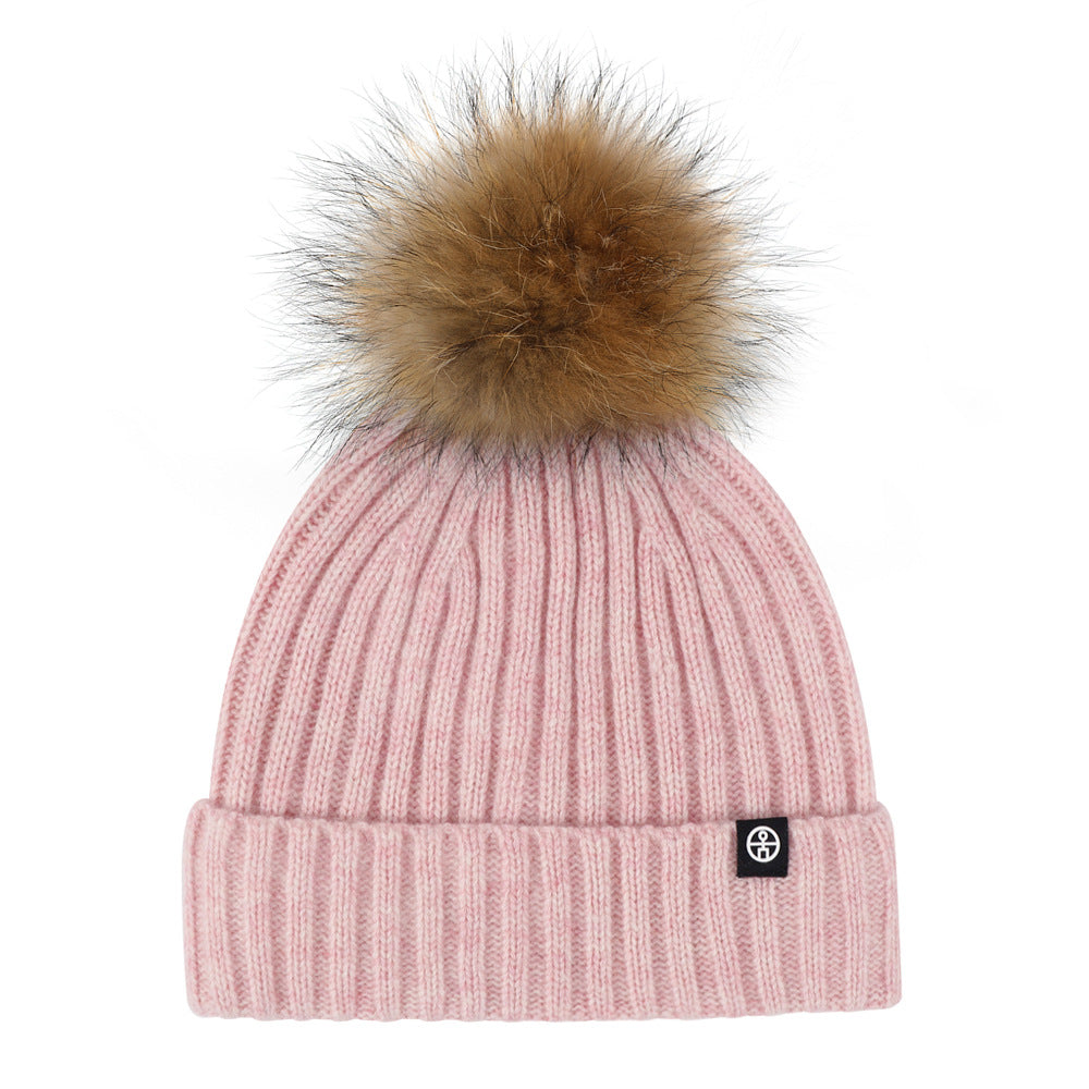 Wholesale Solid Color Wool Ball Knitted Hat Winter Woolen Hat