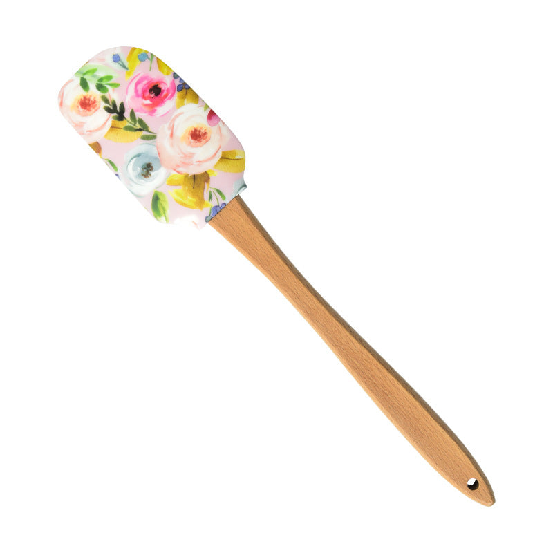 Wholesale Silicone Spatula Split Wooden Handle Cake Cream Spatula